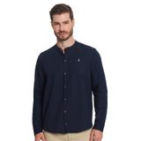 Camisa Manga Longa Tricoline Maquinetado Diametro Azul P