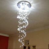 Lustre de cristal para sala Espiral, base de inox espelhado de 30cm de diâmetros com 01 metro de alt