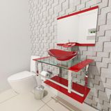Gabinete De Vidro 60cm Iq Inox Cuba Oval - Vermelho Ferrari