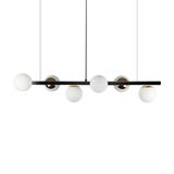 Lustre Pendente Figo Com 6 Globos De Vidro - Preto/dourado