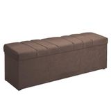 Calçadeira Com Baú Londres 90 Cm Suede Chocolate Amassado