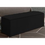 Calçadeira Com Baú Paris 100 Cm Suede Amassado Preto Drossi