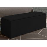 Calçadeira Com Baú Paris 195 Cm Suede Amassado Preto Drossi