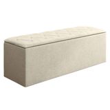 Calçadeira Com Baú Paris 140 Cm Suede Amassado Bege Drossi