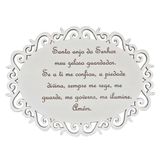 Placa Decorativa Santo Anjo Com Arabesco Mdf 3mm Branco