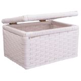 Baú Cesto Caixa Organizadora Fibra Sintética 27x20x17 Branco