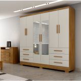 Guarda Roupa Casal Com Espelho 6 Portas 6 Gavetas Dakar Novo Horizonte Cumaru/fendi