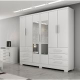 Guarda Roupa Casal Com Espelho 6 Portas 6 Gavetas Dakar Novo Horizonte Branco