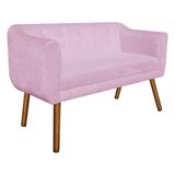 Namoradeira Julia 2 Lugares Rosa Bebê Pés Palito Castanho
