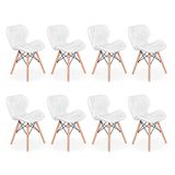 Kit 08 Cadeiras Charles Eames Eiffel Slim Wood Branca