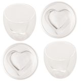 Conjunto 04 Copos Para Café Dupla Parece De Vidro Heart 80ml Lyor