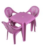 Mesa Infantil  Ursinho Com 3  Cadeira Plástica Rosa