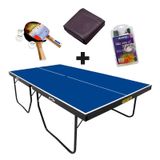 Mesa De Ping Pong Mdf 25mm 1090 Klopf + Kit Raquetes E Bolinhas 5055 + Rede 5034 + Capa P/ Mesa Aberta 7001