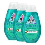Kit 3 Shampoos Infantis Johnson&#39;s Baby Blackinho Poderoso 400ml Cada