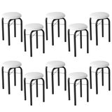 Kit 10 Banquetas Baixas Para Cozinha Em Aço Manu Sintético I01 Preto/branco - Mpozenato