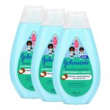 Kit 3 Condicionadores Infantis Johnson&#39;s Baby Blackinho Poderoso 380ml Cada