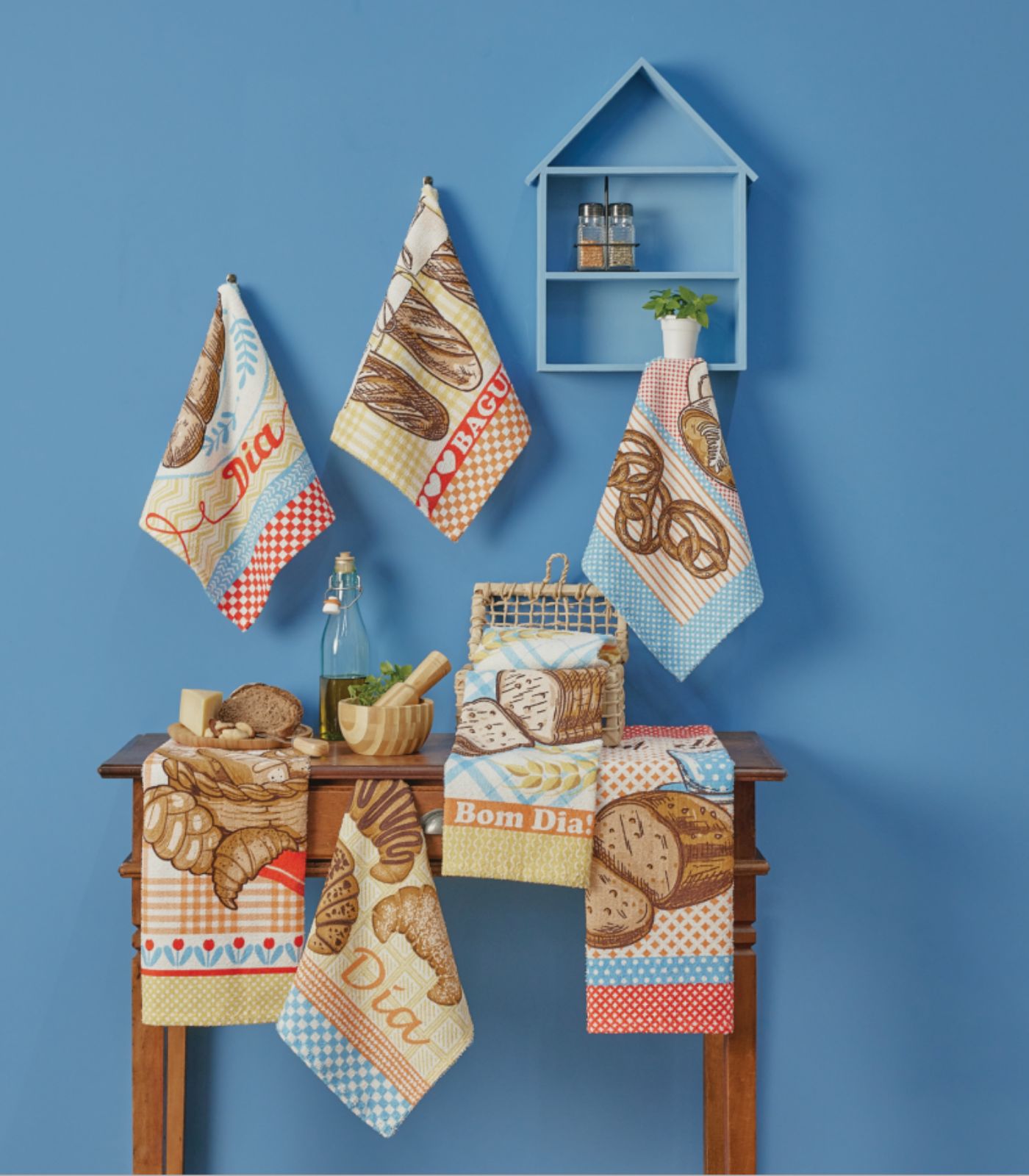 Kit 7 Panos De Copa Estampados Lepper Azul Un