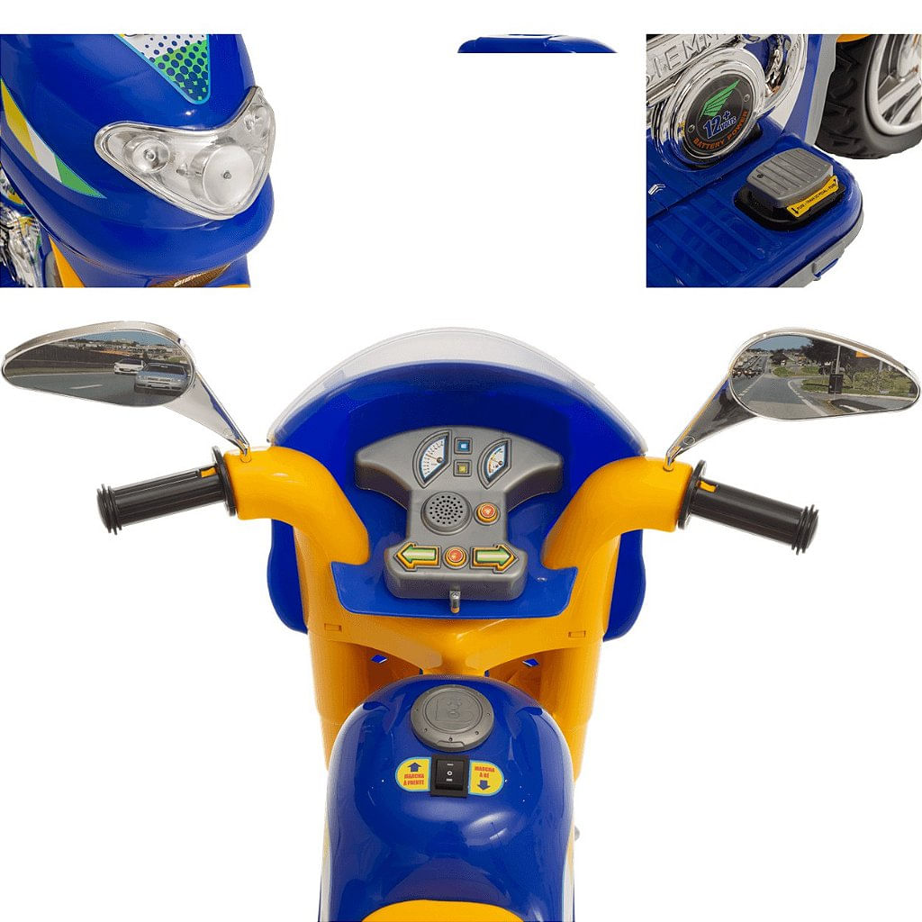 Moto Eletrica Biemme Sprint Turbo 12V com Capacete Preta Boy em