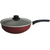 Frigideira Grande Com Tampa Antiaderente Multiflon Wok 28 Gourmet Vermelha