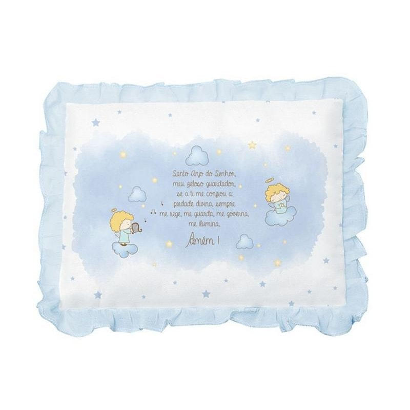 Travesseiro de Oração Anjinho com Babado Azul Papi