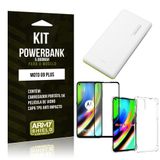 Kit Carregador Portátil 5K Tipo C Moto G9 Plus + Capa Anti Impacto +Película Vidro 3D - Armyshield