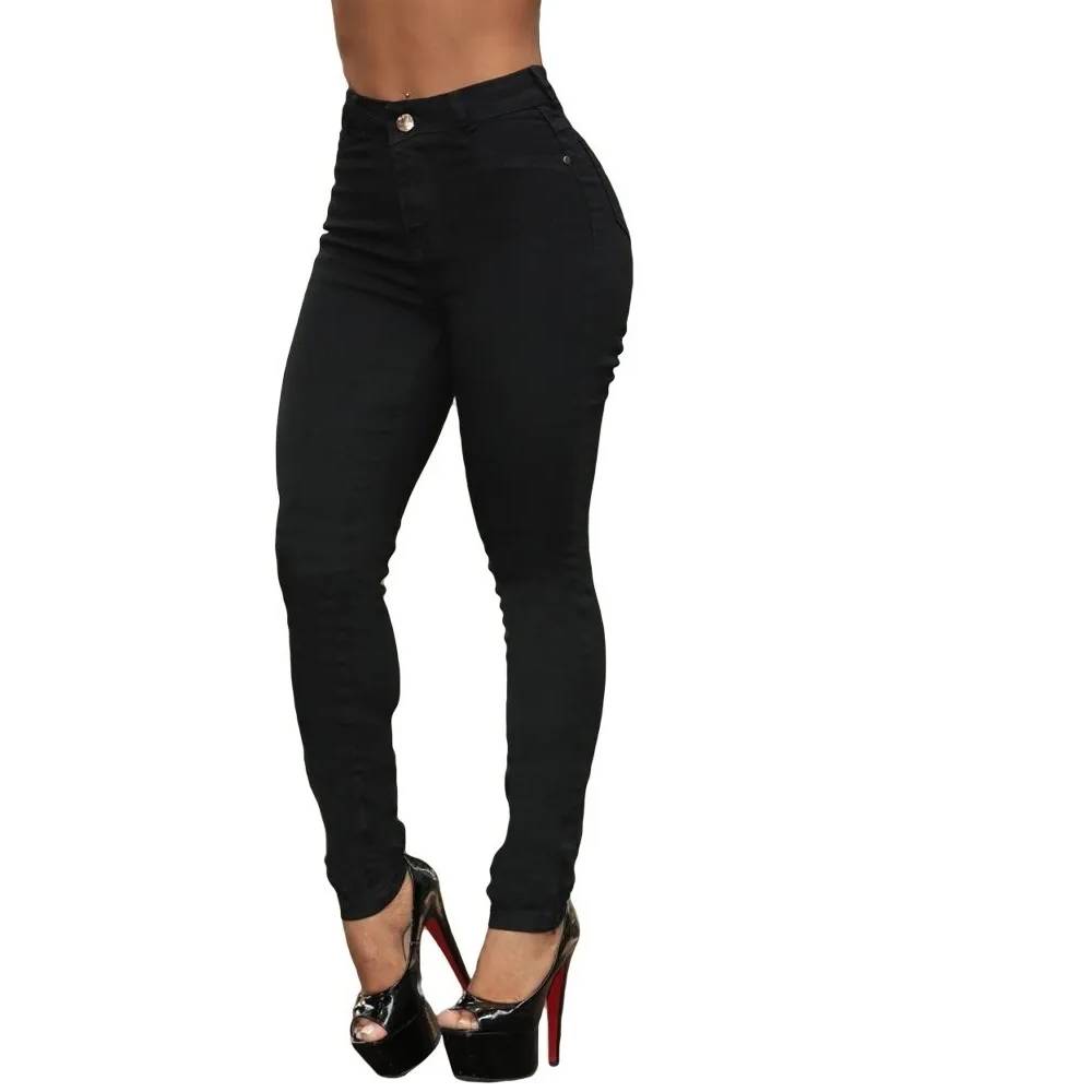 Calça preta jeans cintura hot sale alta