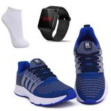 Kit Tênis Academia Masculino + Relógio Digital Led + Meia Azul 39