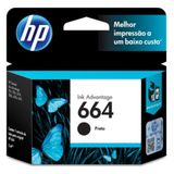 Cartucho HP 664 Preto Original 2ml (F6V29AB) para HP DeskJet 2136, 2676, 3776, 5076, 5276
