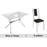 Sala de Jantar Kappesberg Loire + 6 Cadeiras Cromad/Preto