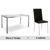 Sala de Jantar Kappesberg Remo 150cm+6 Cadeiras Cromad/Preto