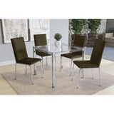 Conjunto Mesa De Cozinha Reno C Tampo De Vidro 90cm 4 Cadeiras Amsterda Cromado Marrom Kappesberg