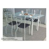 Conjunto Mesa De Cozinha Elba C Tampo De Vidro 120cm 4 Cadeiras Portugal Cromada Preto Kappesberg