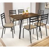 Conjunto De Mesa Lotus 136cm Preta Com 06 Cadeiras 118 Rattan