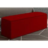 Calçadeira Baú Paris com 160 cm Vermelho Suede Amassado - JS Móveis