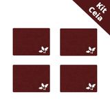 Kit 4 Jogo Americano Natal - Fruta e Linha Feltro Vermelho