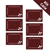 Kit 6 Jogo Americano Natal - Fruta e Linha Feltro Vermelho