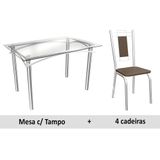 Mesa Kappesberg Elba + 4 Cadeiras Florença Coma/Marrom