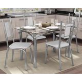 Conjunto Mesa De Cozinha Elba C Tampo De Vidro 120cm 4 Cadeiras Florenca Cromada Branco Kappesberg