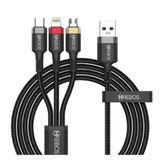 Cabo De Celular Carregador 3 Em 1 Micro Usb Tipo C Celular