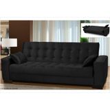 Sofá Cama para Sala de Estar Lisboa Suede Animale Preto - Ibiza