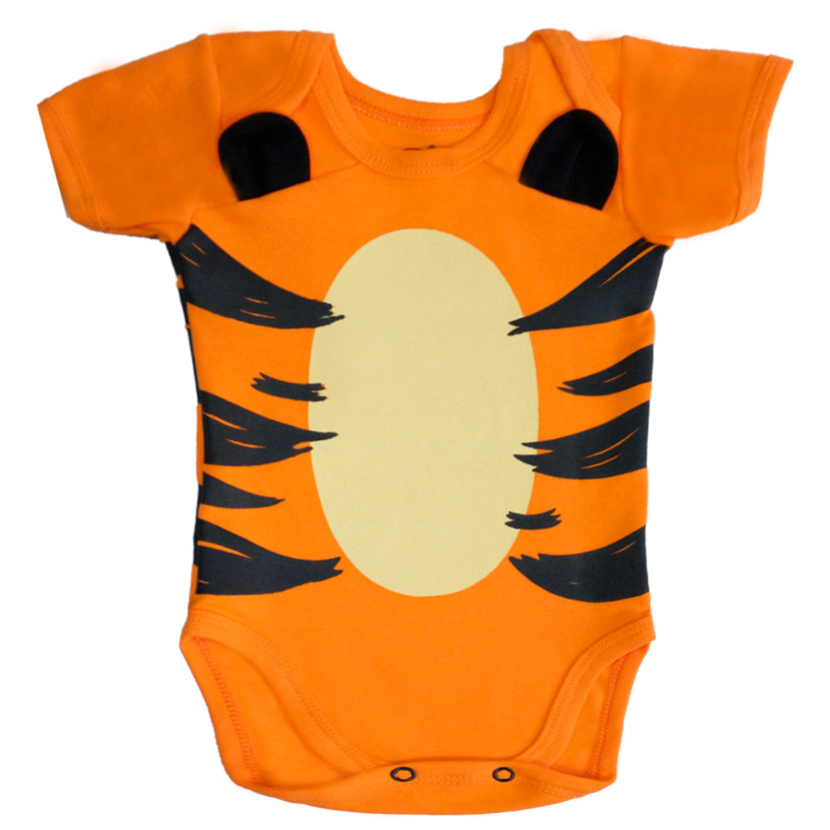 Body Bebe Estampado Tigre com Orelhas 3D Body Infantil Unissex Body Fantasia