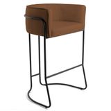 Banqueta Decorativa Base Aço Preto Betina B-262 Veludo Telha - Domi
