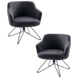 Kit 2 Poltronas Decorativas Giratórias Base Giromad Madeira Jade C-469 Linho Mescla - Domi