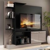 Estante Home Theater com Suporte para TV até 55'' Denver Multimóveis Preto/Lacca Fumê