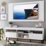 Rack c/ Painel e Suporte TV 65' Pés Retrô com 2 Portas Londres Multimóveis