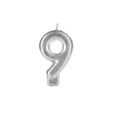 Vela Prateada Glitter N°9 Silver Festas Vnp09 Silver Plastic