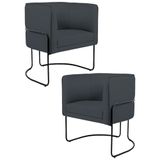 Kit 2 Poltronas Decorativas Base Aço Betina B-317 Veludo Cinza - Domi