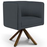 Poltrona Decorativa Giratória Base Giromad Madeira Betina B-317 Veludo Cinza - Domi