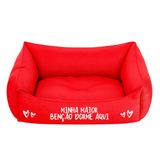 Cama Pet Cachorro Gato M 57x37cm Vermelha Benção Dorme Aqui