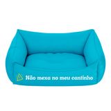 Cama Pet Cachorro Gato M 57x37cm Azul Não Mexa Meu Cantinho